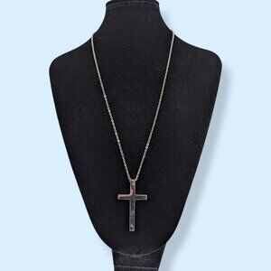 Thick Metal Cross Pendant Necklace